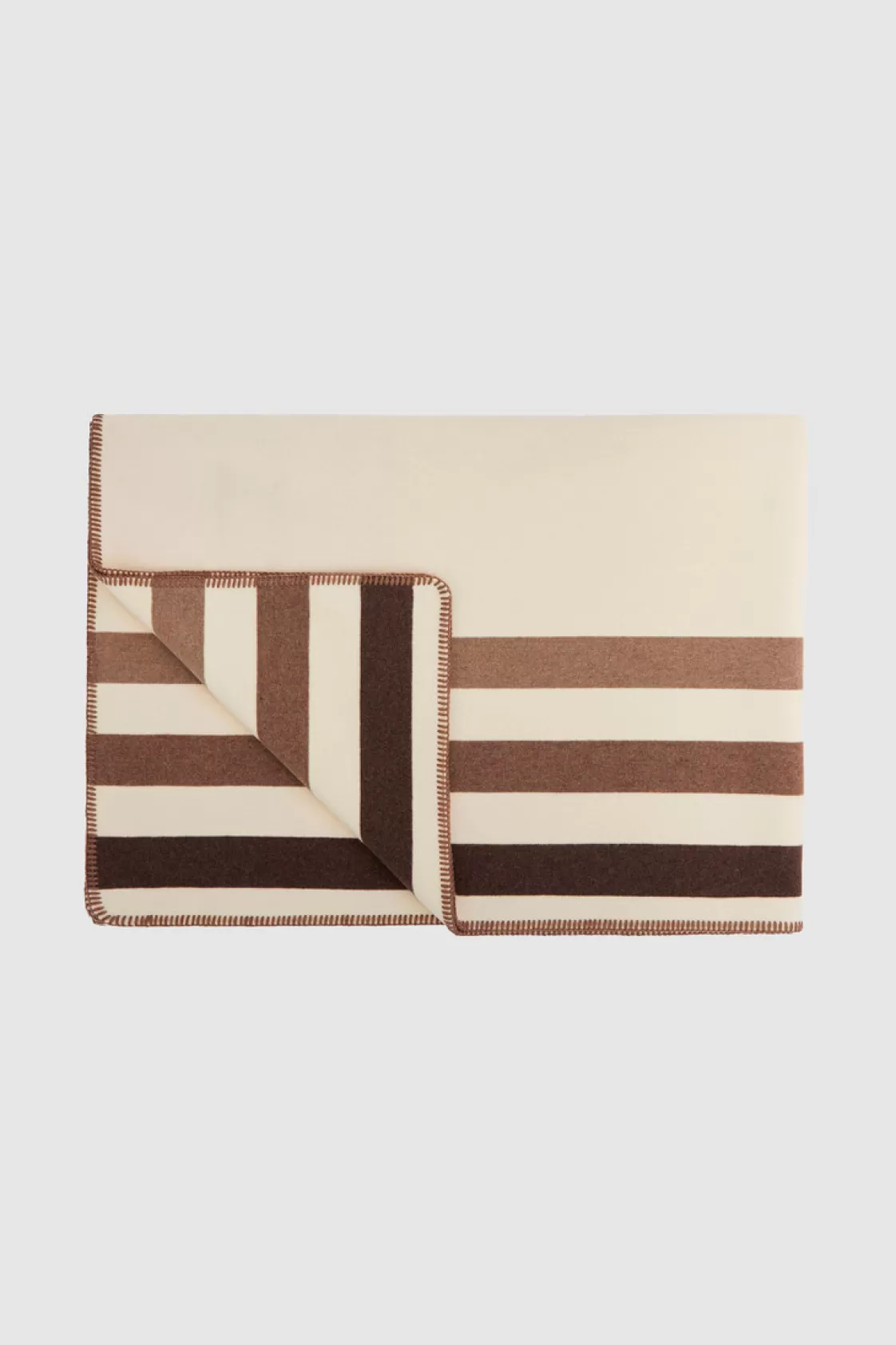 Blankets | Blankets>woolrich Striped Wool Blend Blanket Ivory Stripe