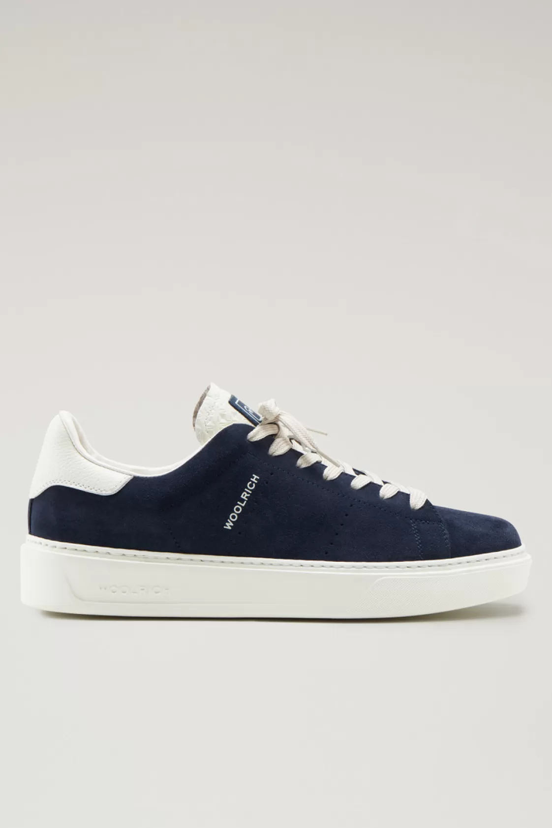 Sneakers>woolrich Suede Classic Court Sneakers With Contrast Details Blu Whipped Cream