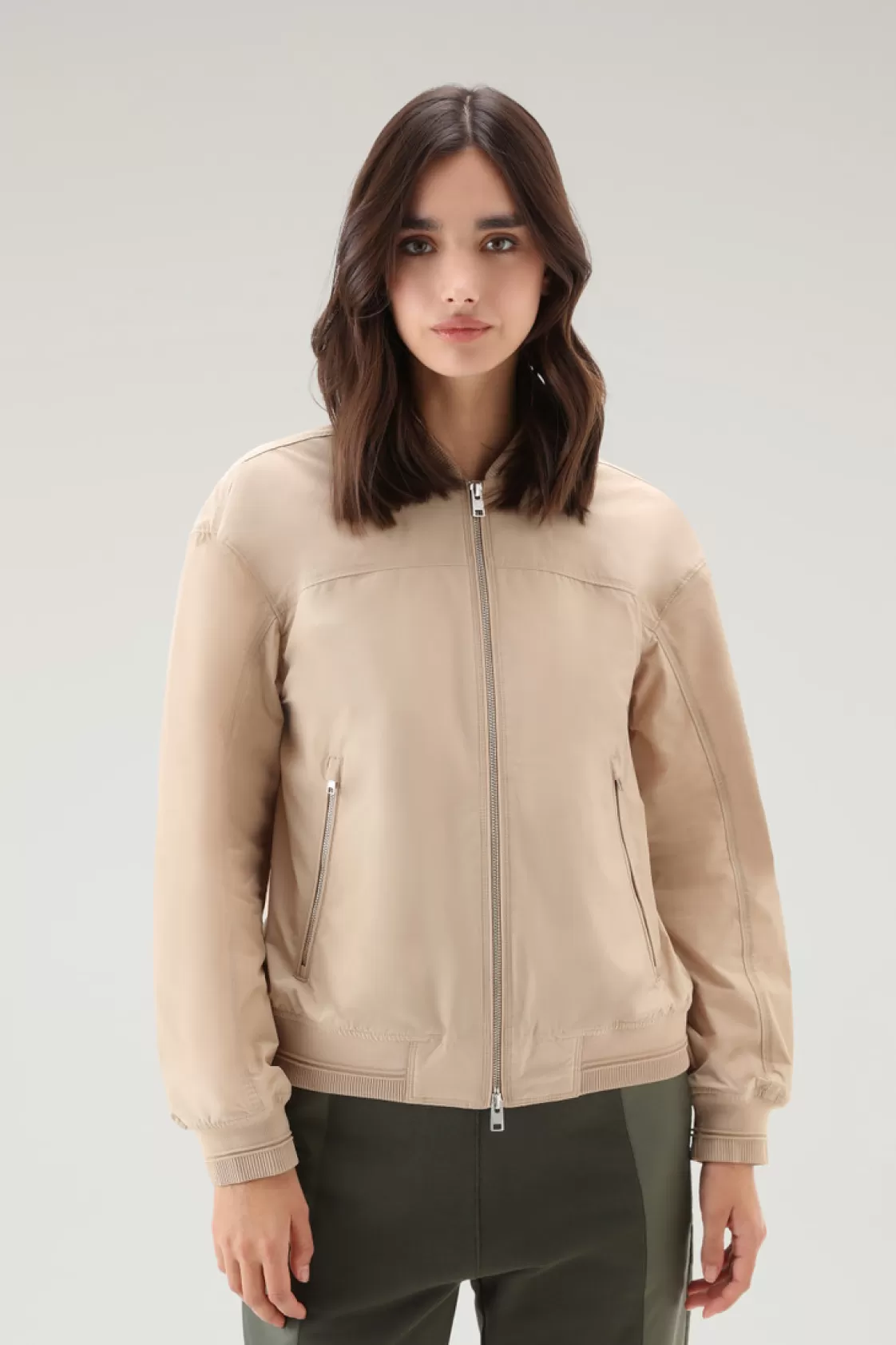 Bomber Jackets | Jackets>woolrich Summer Bomber In Urban Touch Feather Beige