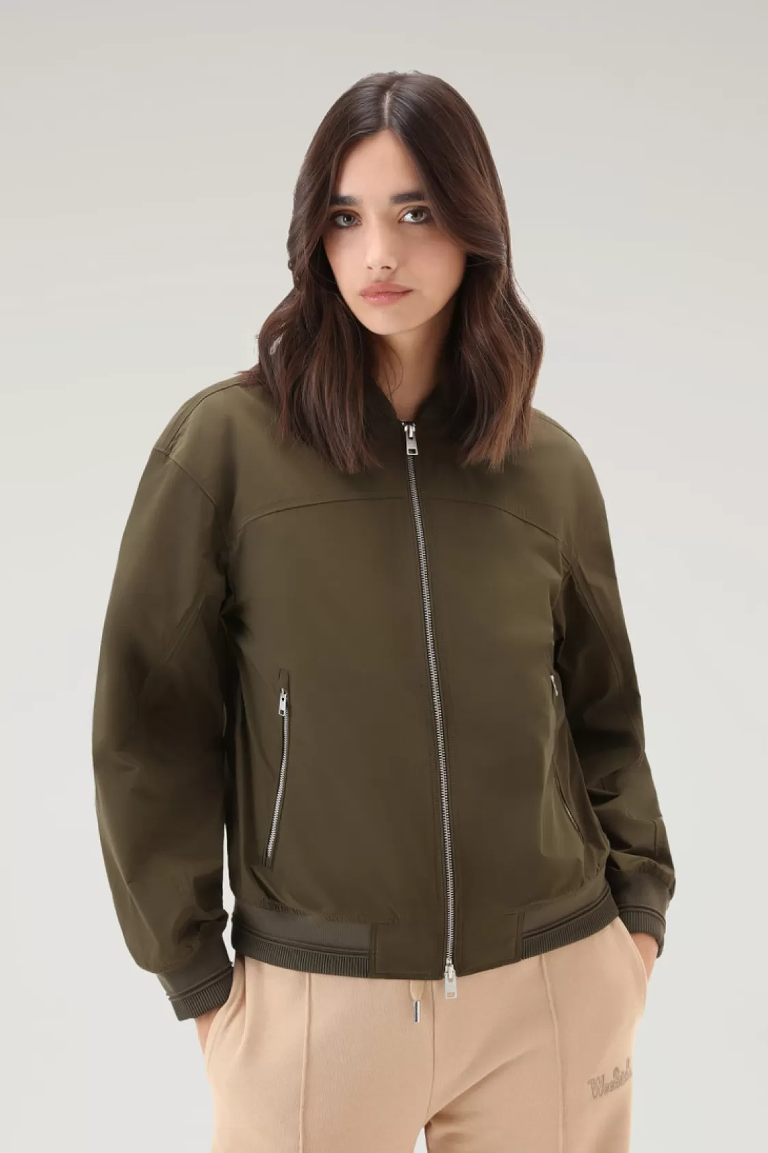 Bomber Jackets | Jackets>woolrich Summer Bomber In Urban Touch Dark Green