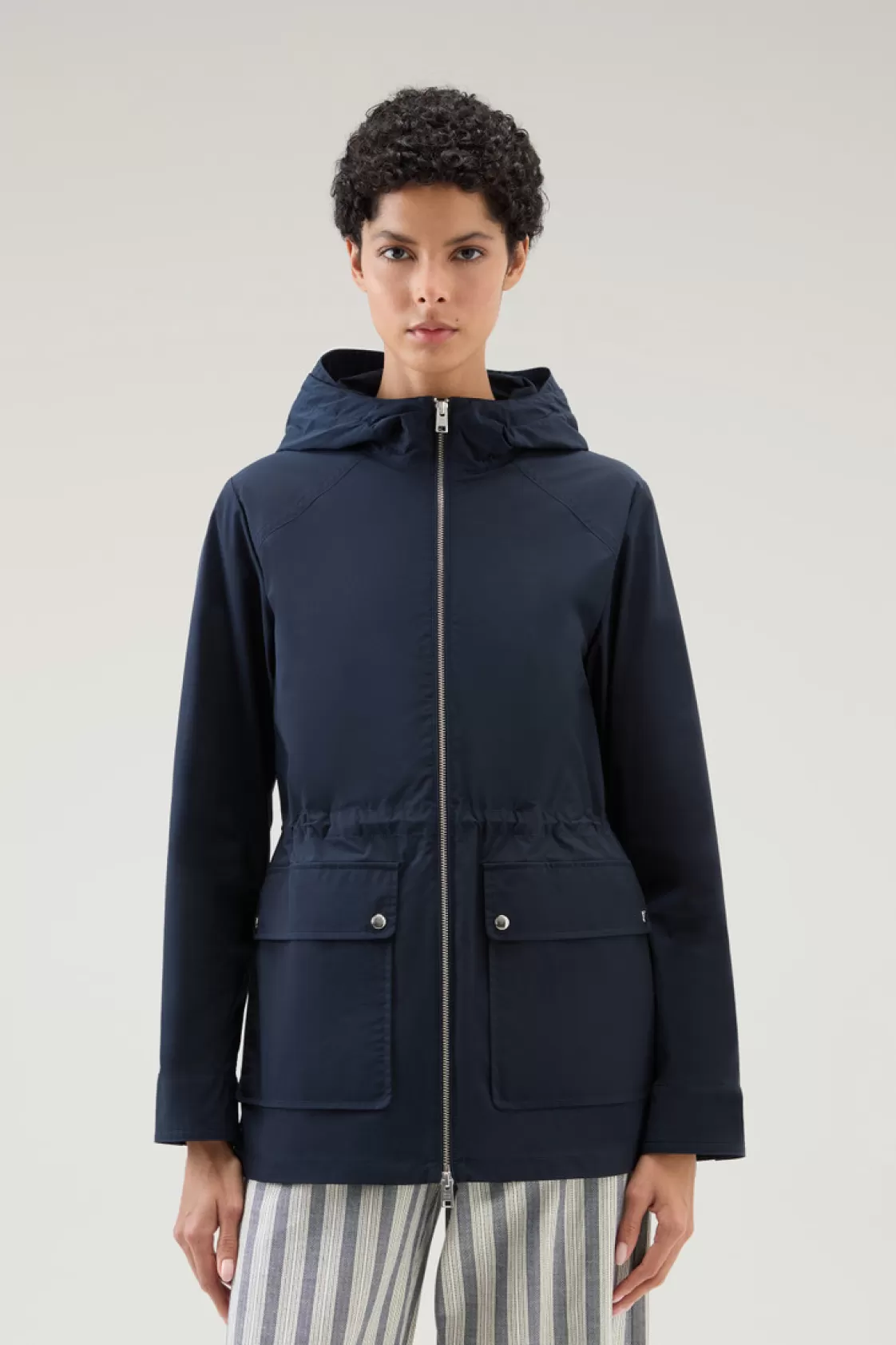 Jackets>woolrich Summer Jacket In Urban Touch Melton Blue