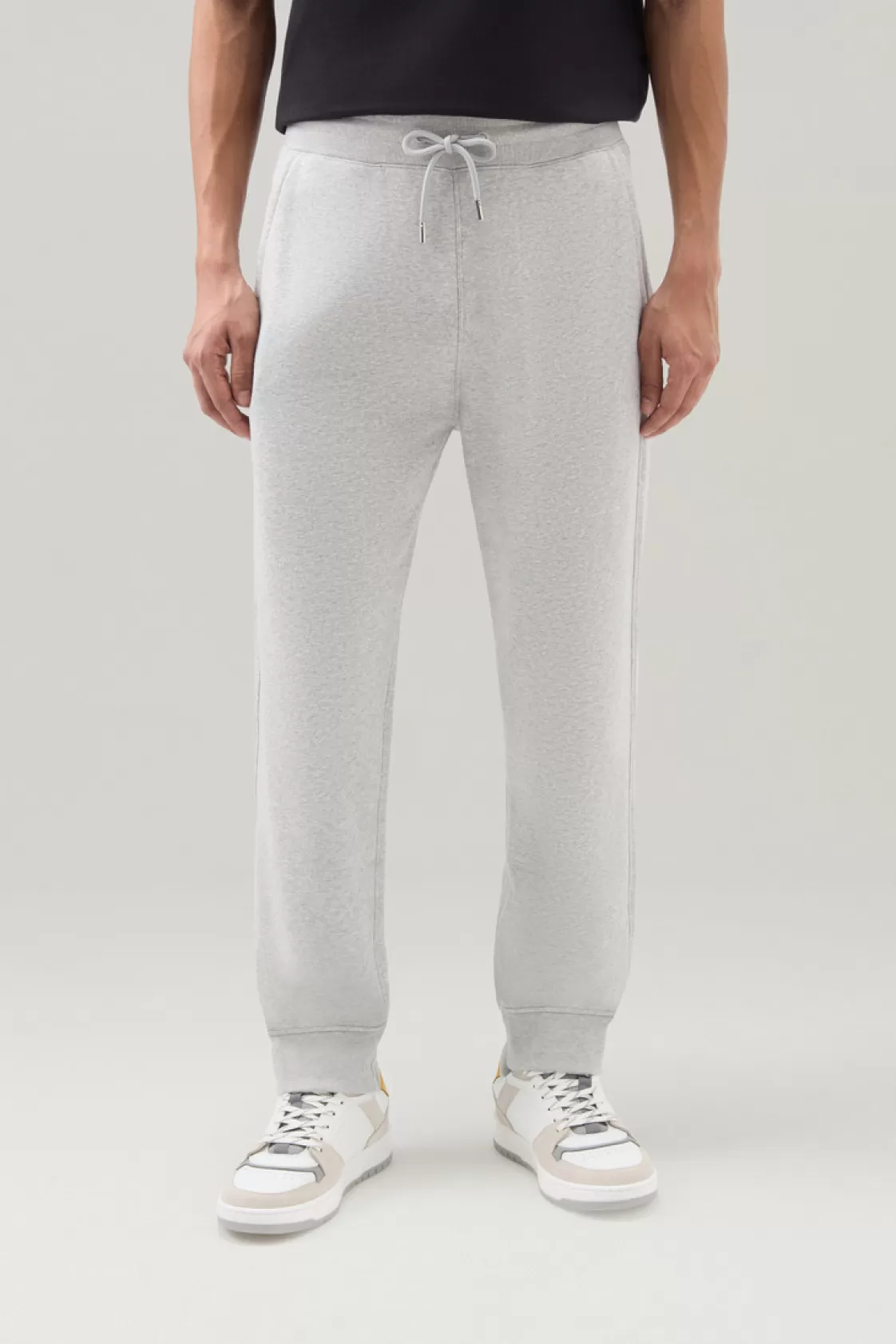 Trousers & Shorts>woolrich Sweatpants In Brushed Cotton Fleece Light Grey Melange