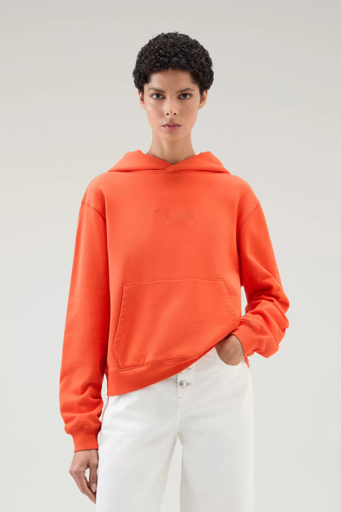 Sweatshirts>woolrich Sweatshirt In Pure Cotton With Hood And Embroidered Logo Koi