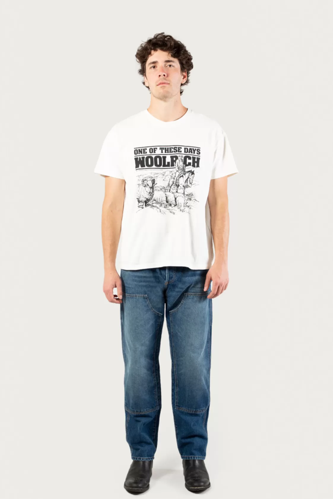 One Of These Days / Woolrich | T-Shirts>woolrich T-shirt In Pure Cotton - One Of These Days / Bone