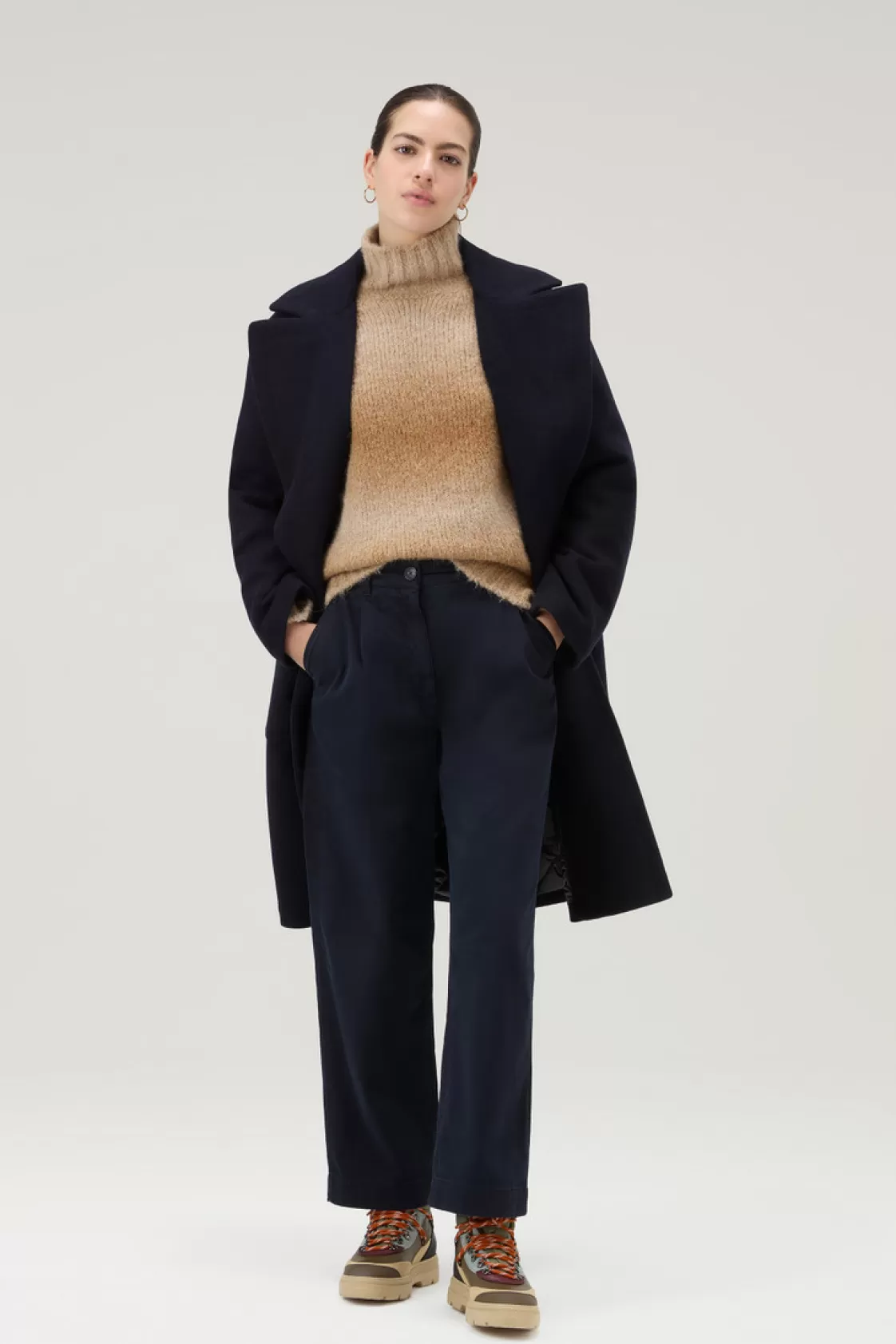 Sweaters>woolrich Turtleneck Sweater In Alpaca Blend With Dégradé Effect Suede Brown