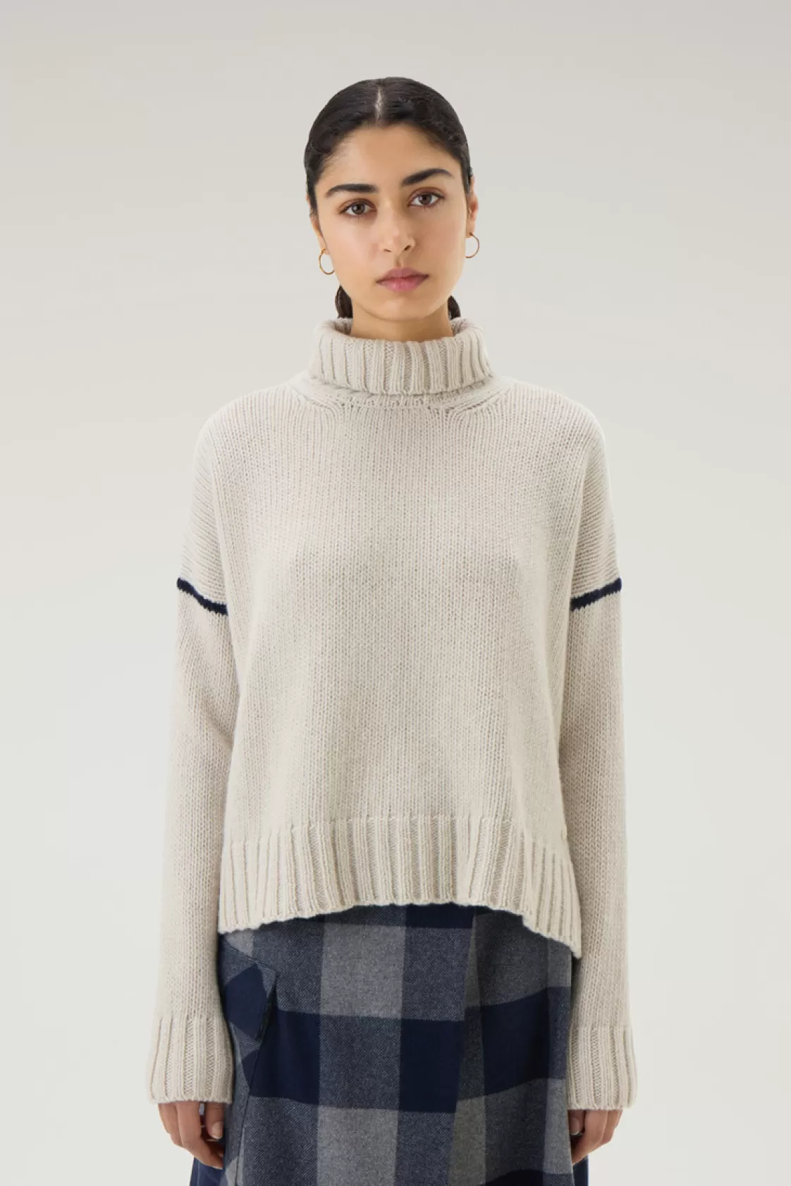 Sweaters>woolrich Turtleneck Sweater In Pure Virgin Wool Milky Cream