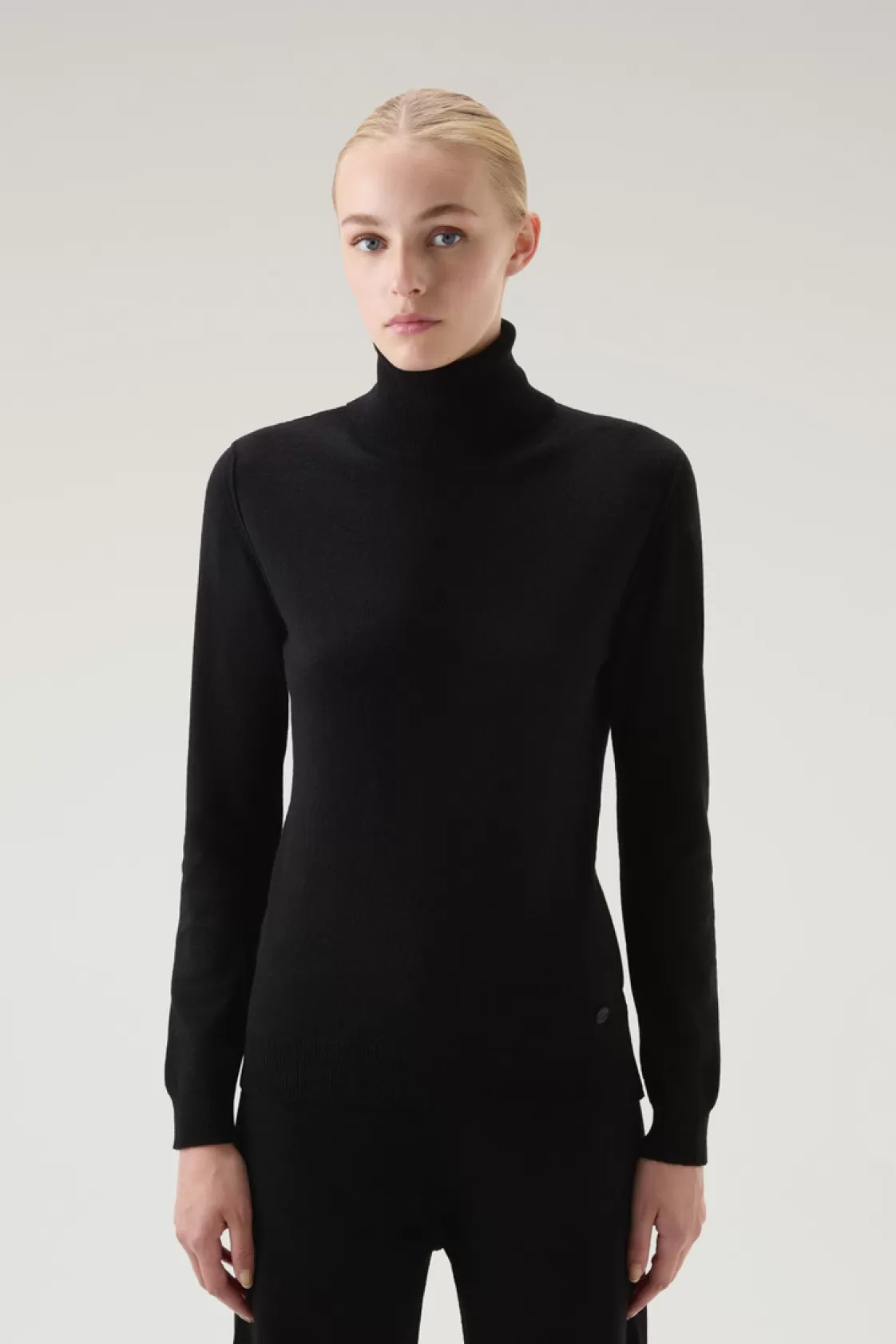 Sweaters>woolrich Turtleneck Sweater In Wool Blend Black