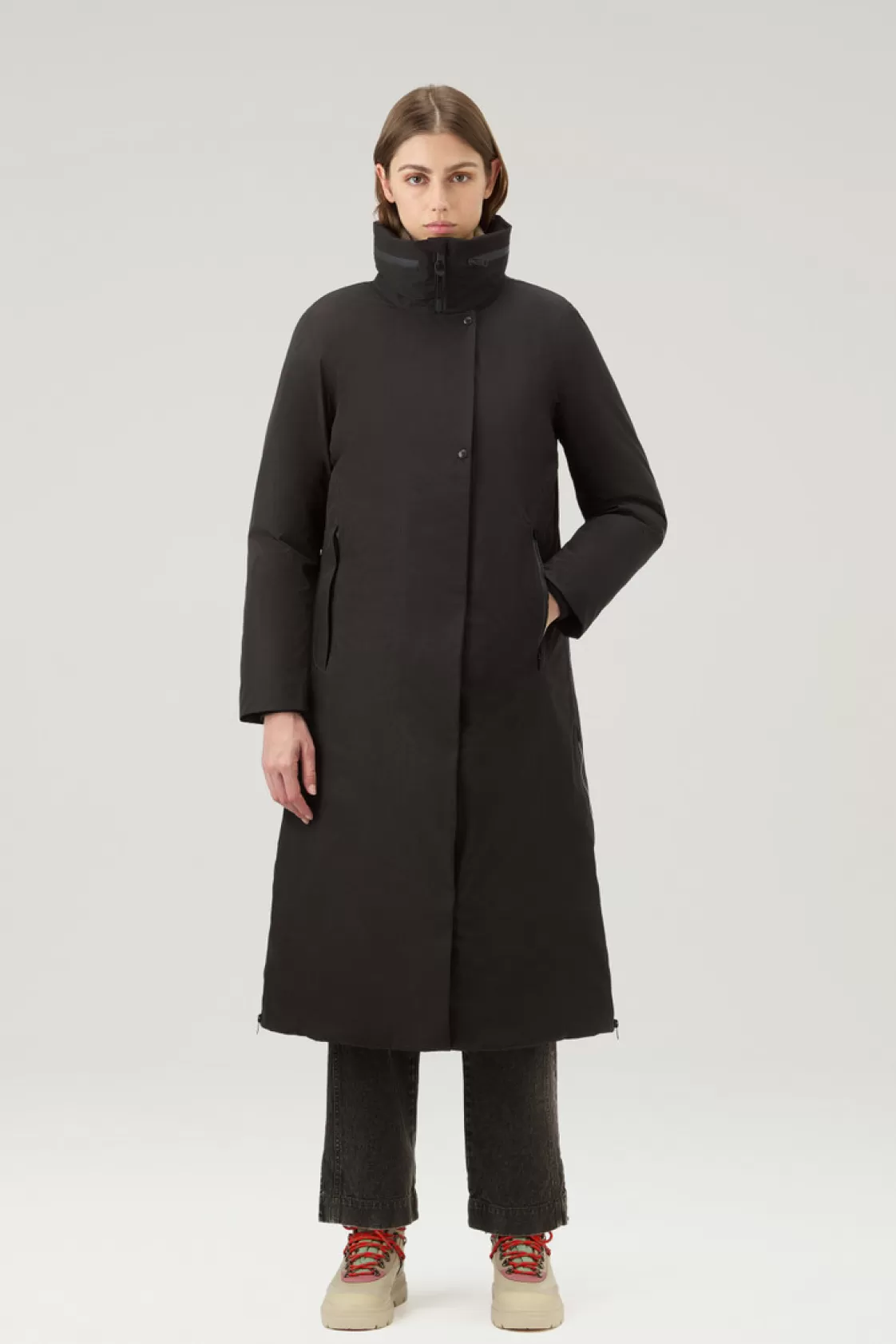 Coats | Waterproof>woolrich Waterproof High-Tech Long Coat In Recycled GORE-TEX Black