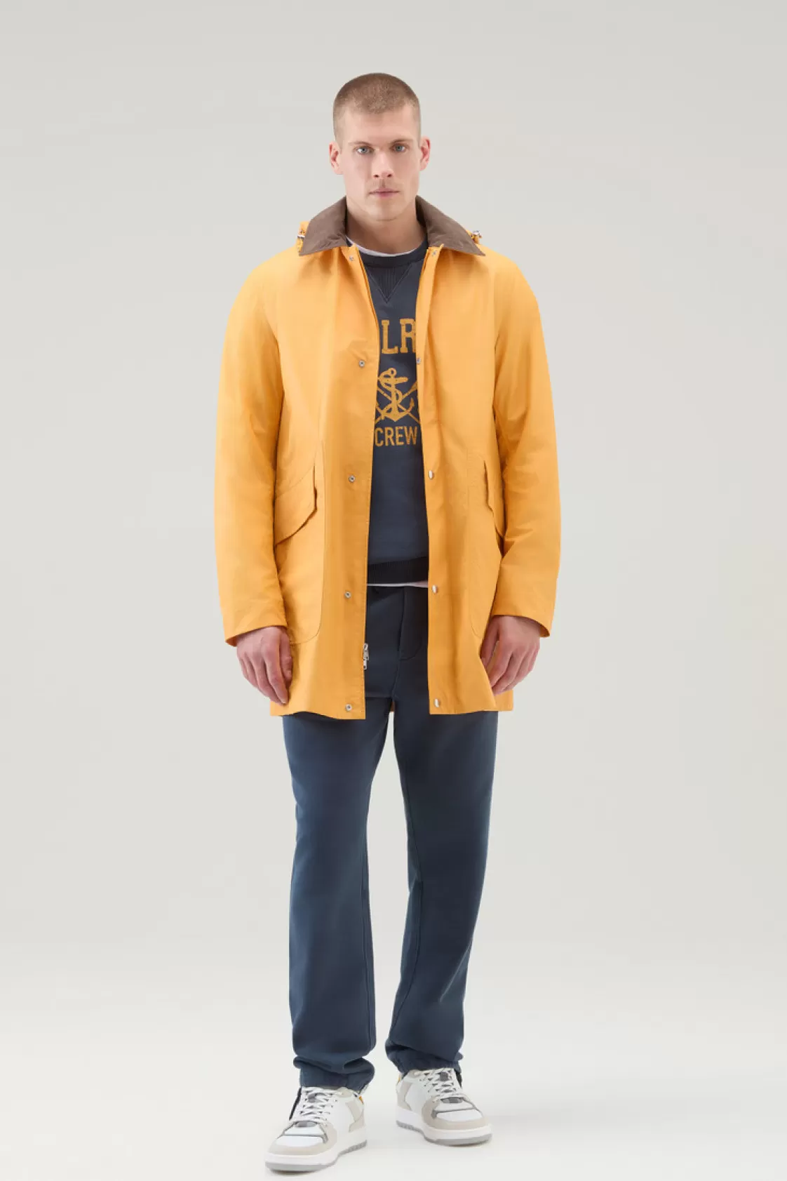 Coats>woolrich Waxed Jacket With Detachable Hood Golden Glow