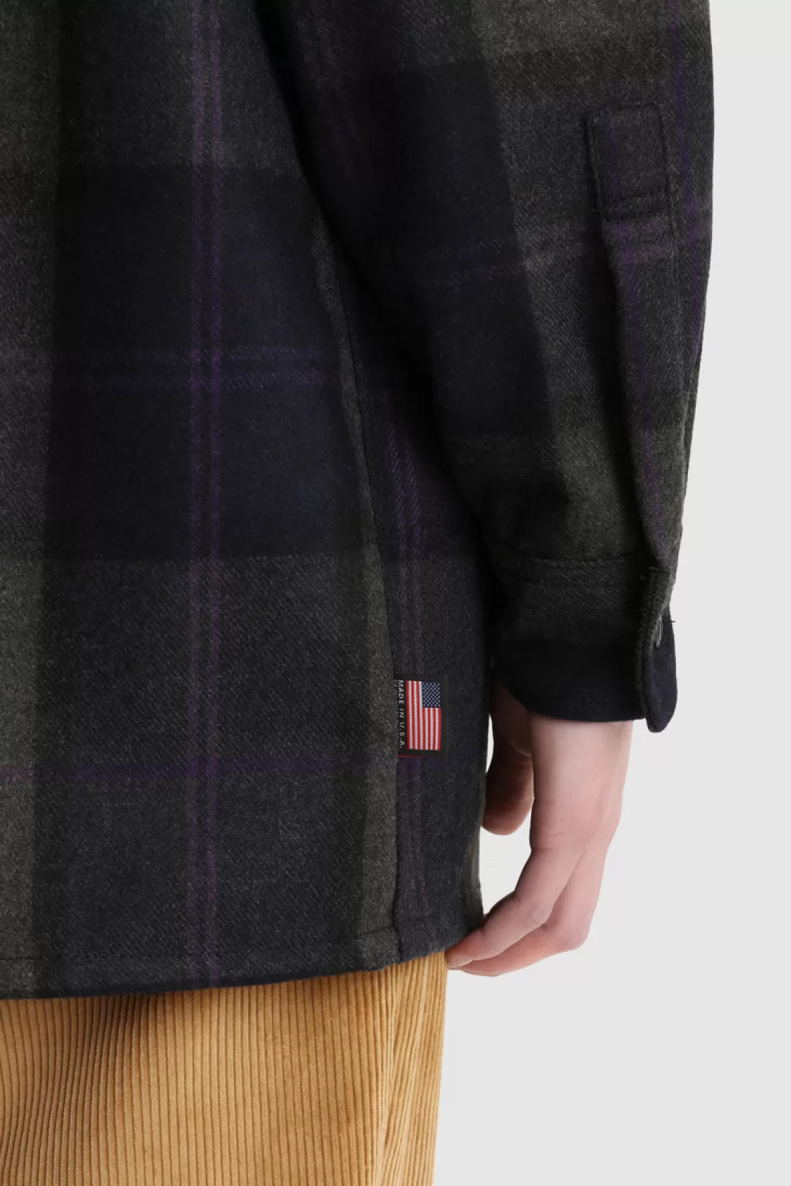 Shirts, Flannels & Shirt Jackets>woolrich Wool Blend Boyfriend Flannel Shirt - Made In Usa Grey Purple Check