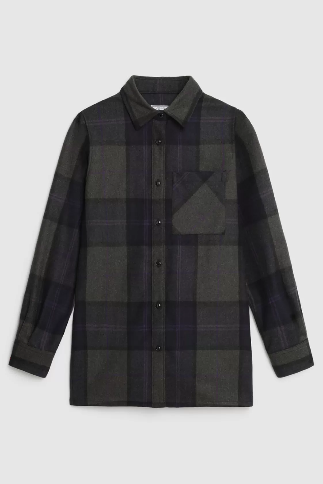 Shirts, Flannels & Shirt Jackets>woolrich Wool Blend Boyfriend Flannel Shirt - Made In Usa Grey Purple Check