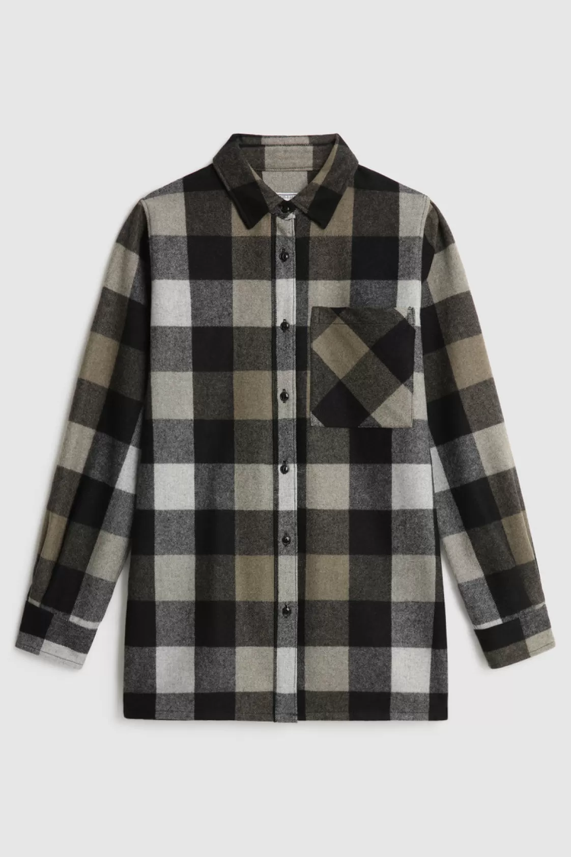 Shirts, Flannels & Shirt Jackets>woolrich Wool Blend Boyfriend Flannel Shirt - Made In Usa Gold Black Buffalo