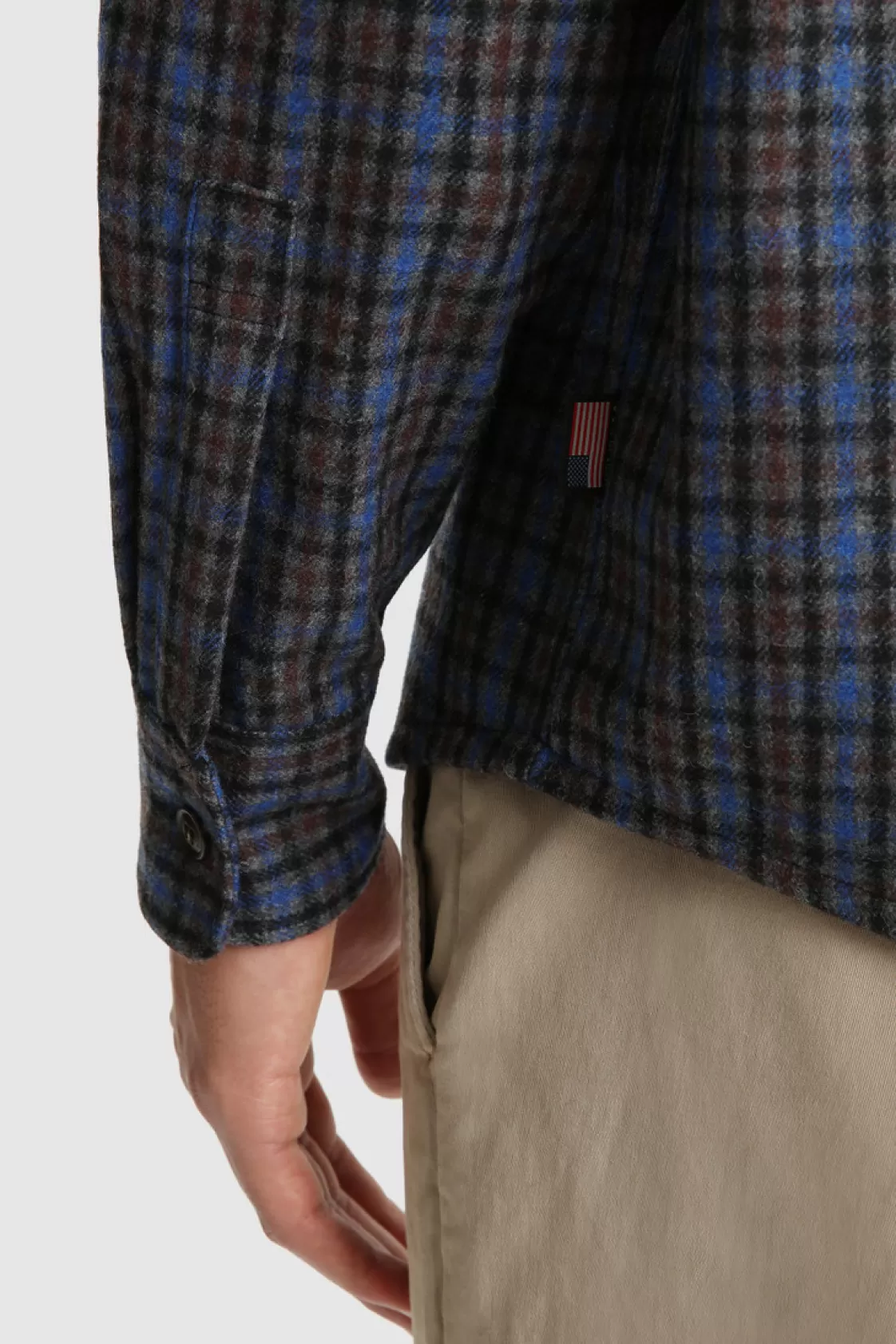 Overshirts & Shirt Jackets>woolrich Wool Blend Oxbow Flannel Overshirt - Made In USA Royal Grey Check