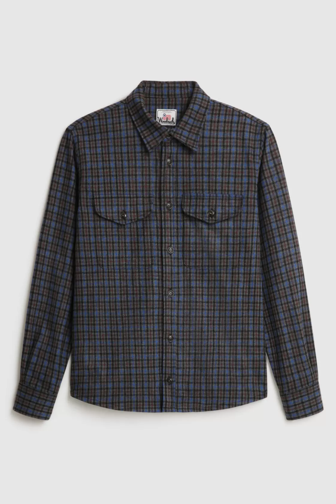 Overshirts & Shirt Jackets>woolrich Wool Blend Oxbow Flannel Overshirt - Made In USA Royal Grey Check