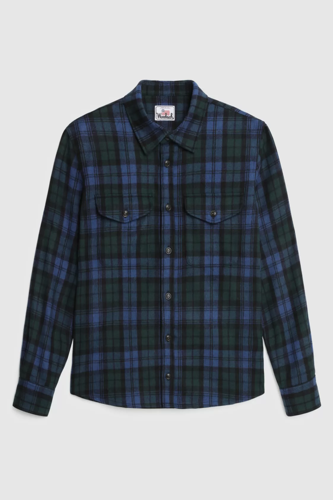 Overshirts & Shirt Jackets>woolrich Wool Blend Oxbow Flannel Overshirt - Made In USA Blackwatch