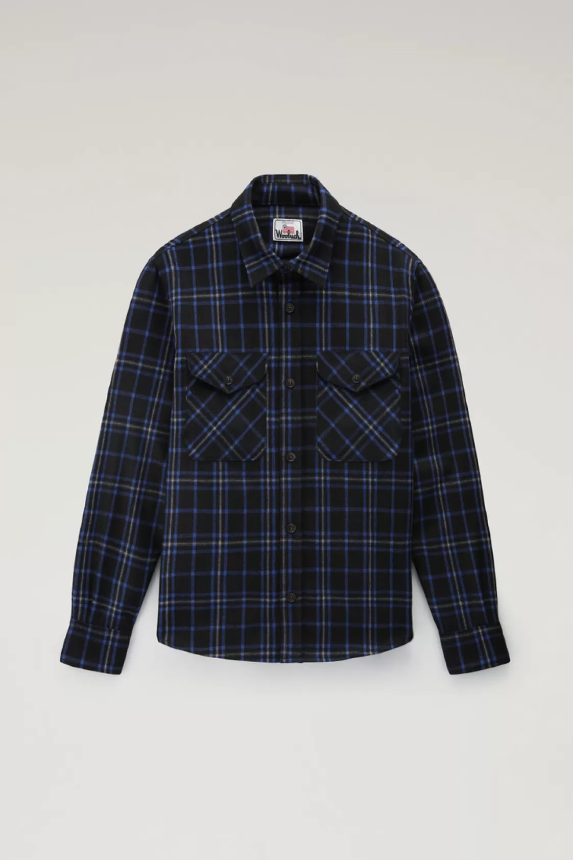 Overshirts & Shirt Jackets>woolrich Wool Blend Oxbow Flannel Overshirt - Made In USA Blue Check