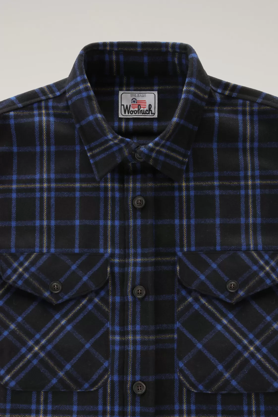 Overshirts & Shirt Jackets>woolrich Wool Blend Oxbow Flannel Overshirt - Made In USA Blue Check