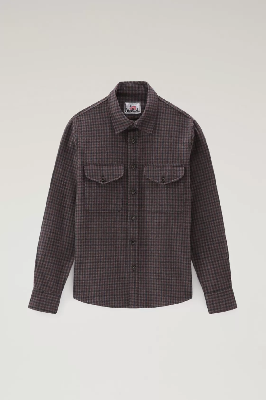 Overshirts & Shirt Jackets>woolrich Wool Blend Oxbow Flannel Overshirt - Made In USA Brown Blue Check