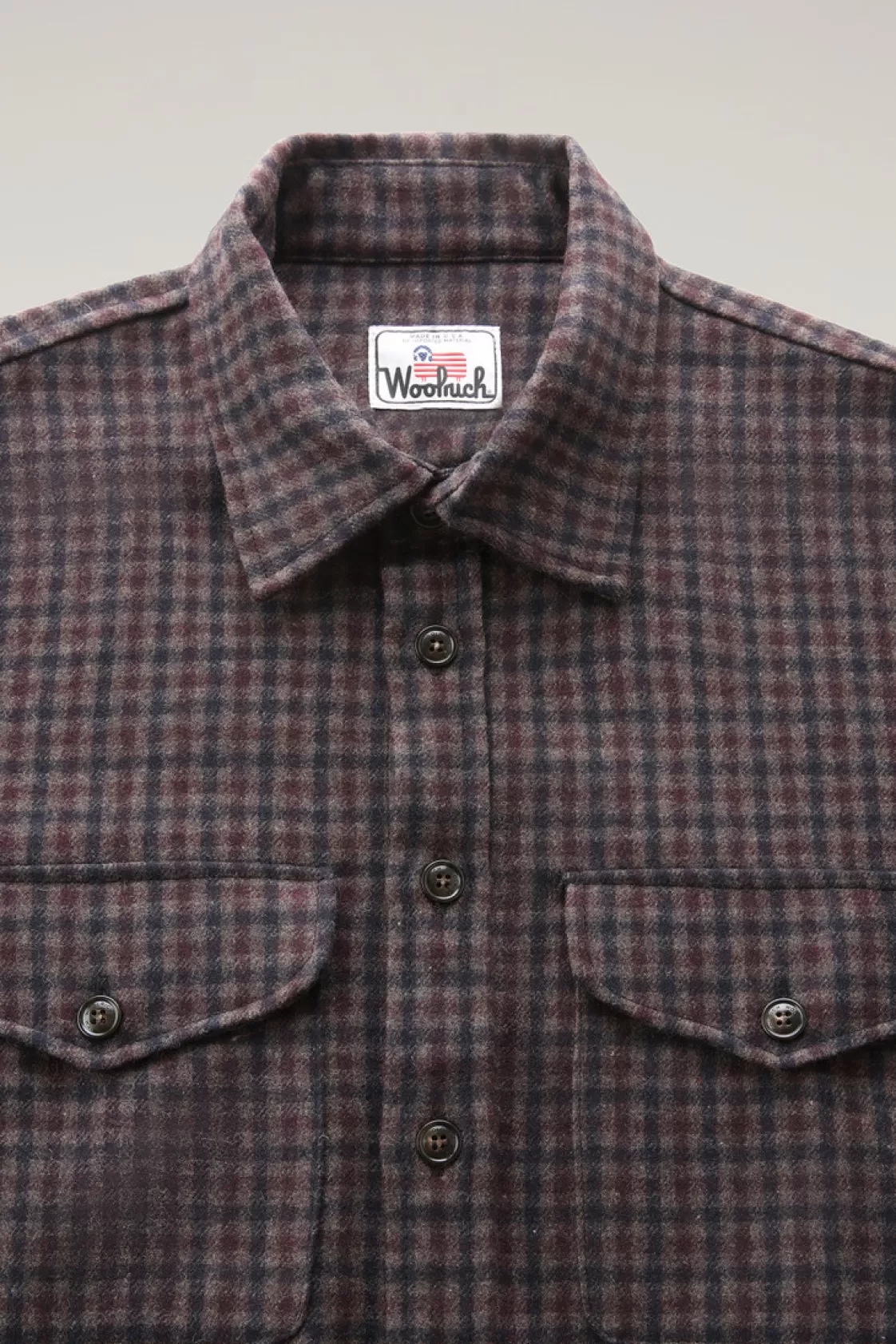 Overshirts & Shirt Jackets>woolrich Wool Blend Oxbow Flannel Overshirt - Made In USA Brown Blue Check