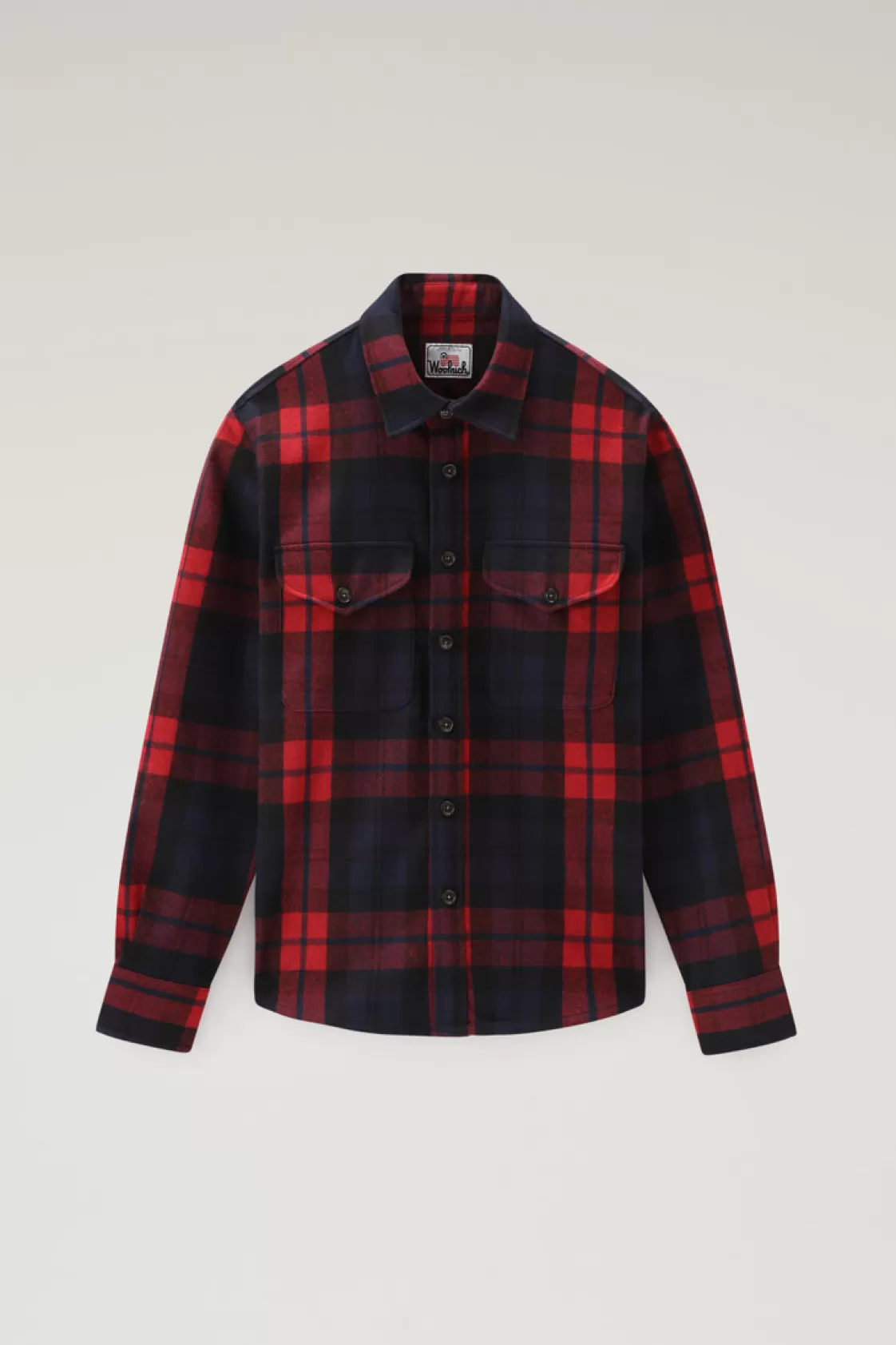 Overshirts & Shirt Jackets>woolrich Wool Blend Oxbow Flannel Overshirt - Made In USA Red Blue Check