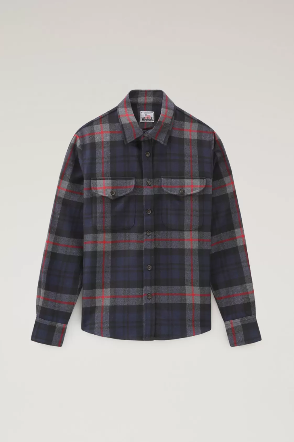 Overshirts & Shirt Jackets>woolrich Wool Blend Oxbow Flannel Overshirt - Made In USA Navy Check