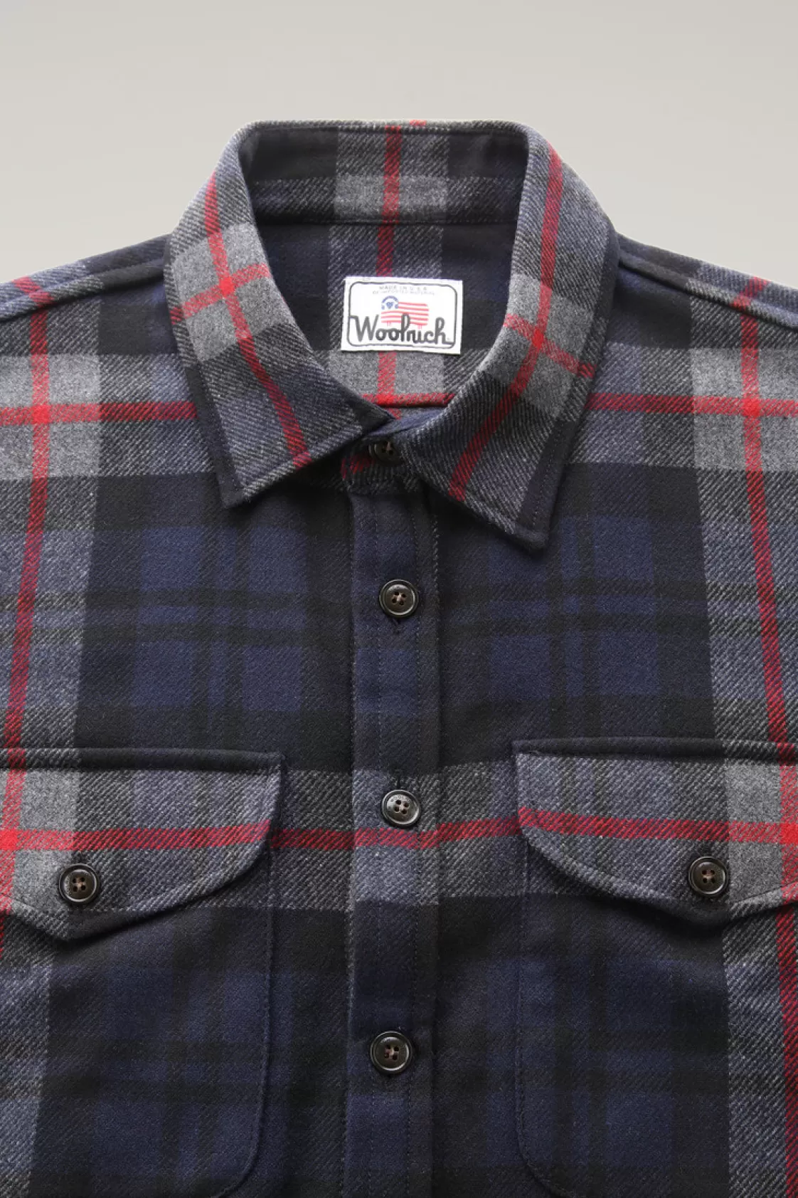 Overshirts & Shirt Jackets>woolrich Wool Blend Oxbow Flannel Overshirt - Made In USA Navy Check