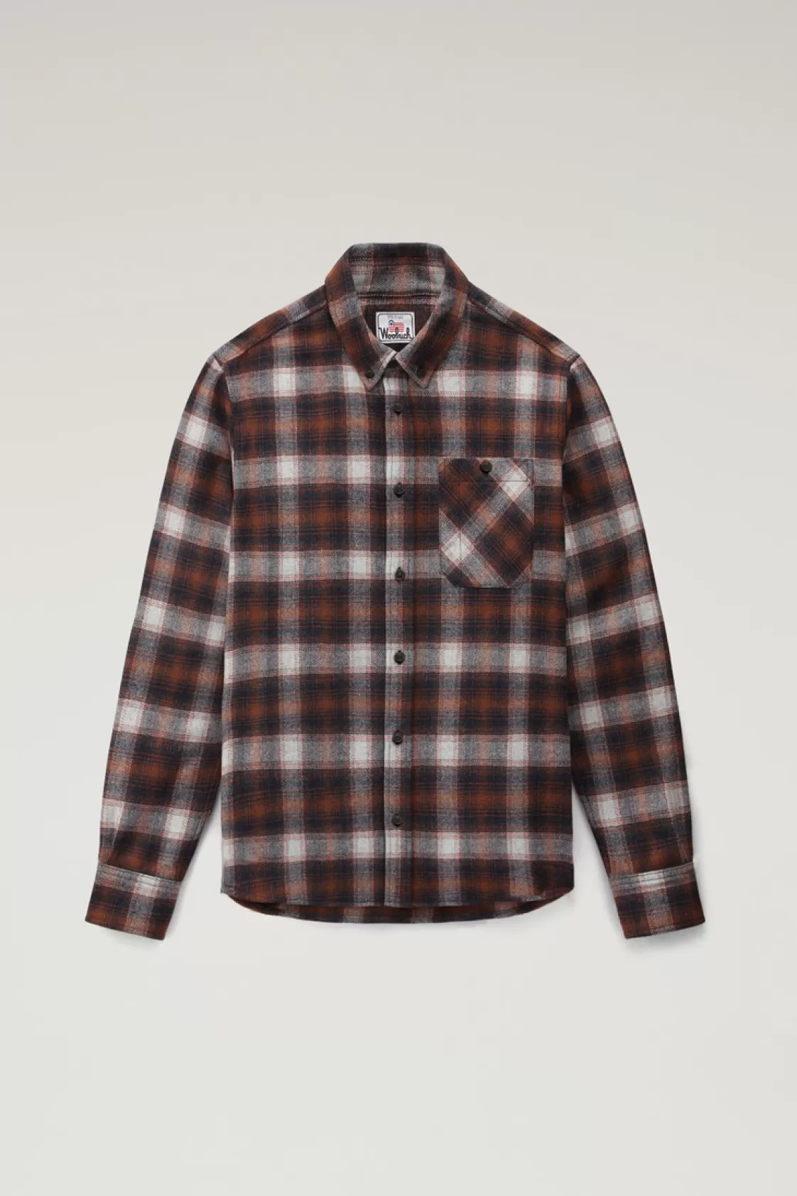 Flannels & Shirts>woolrich Wool Blend Trout Run Plaid Flannel Shirt Orange Check