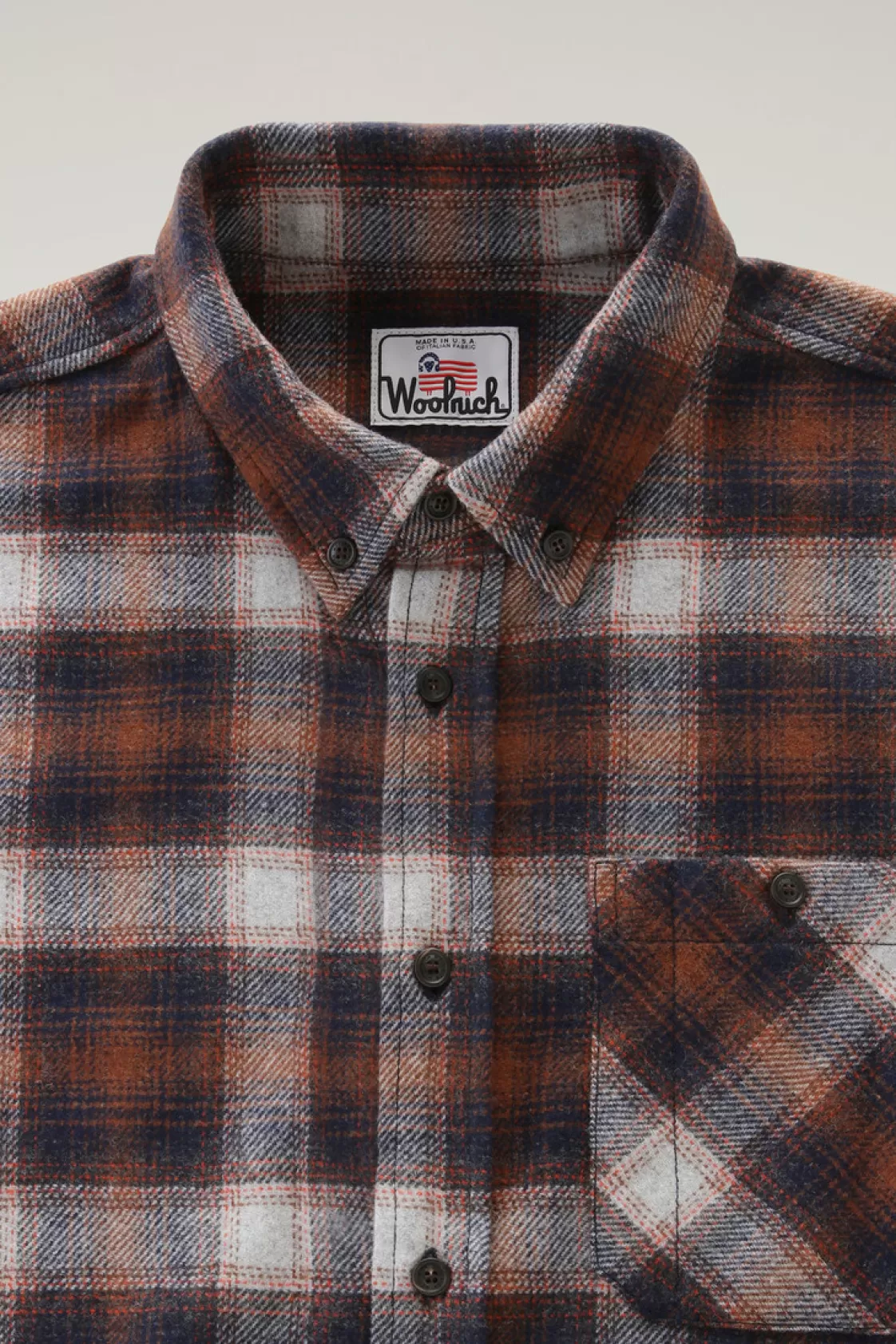 Flannels & Shirts>woolrich Wool Blend Trout Run Plaid Flannel Shirt Orange Check