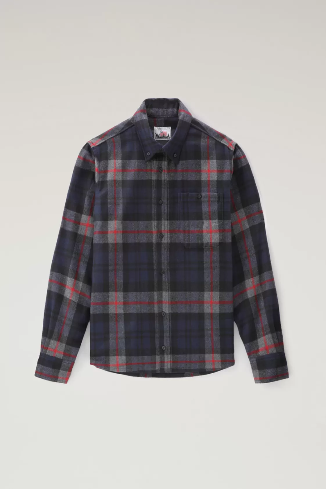 Flannels & Shirts>woolrich Wool Blend Trout Run Plaid Flannel Shirt Navy Check