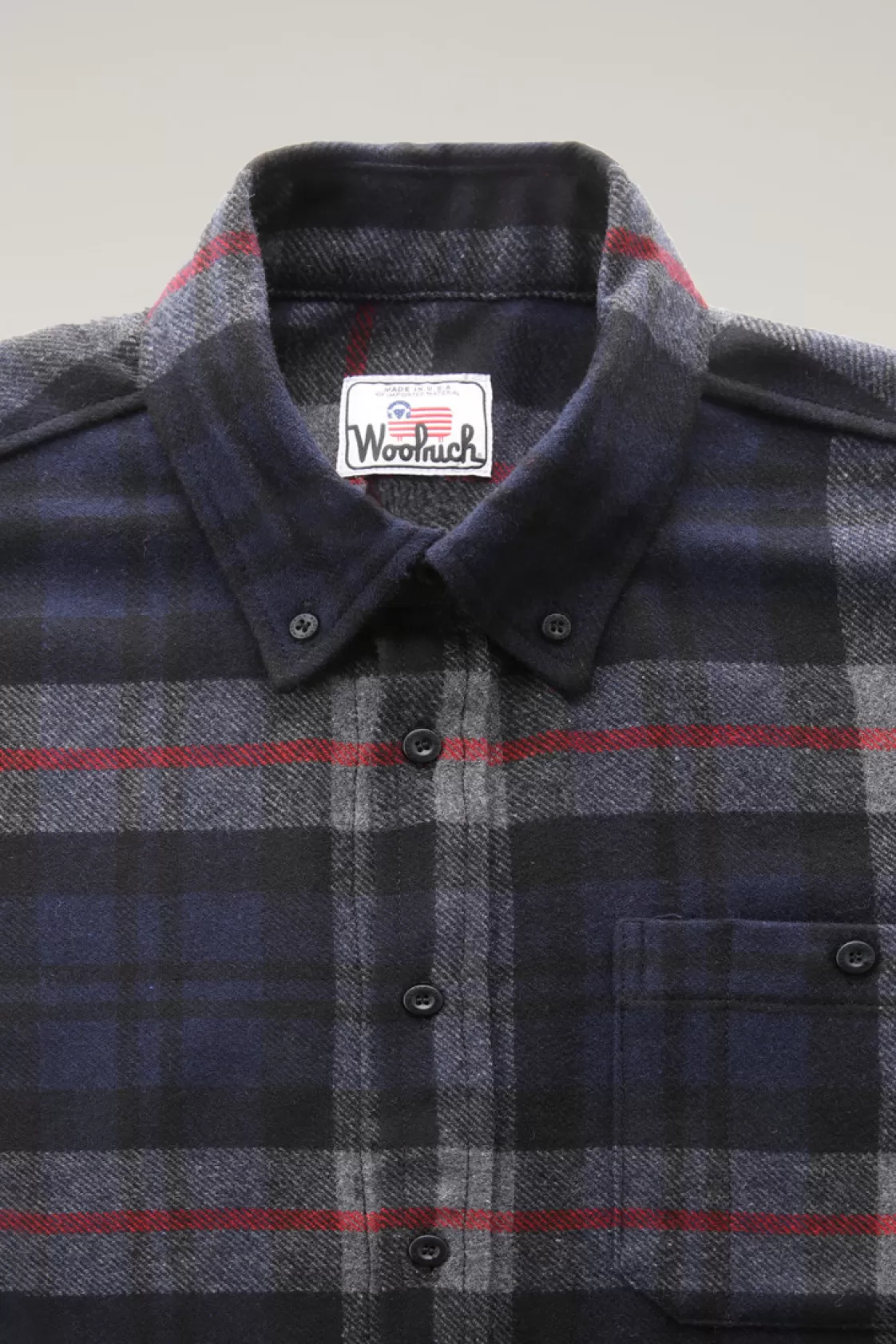 Flannels & Shirts>woolrich Wool Blend Trout Run Plaid Flannel Shirt Navy Check