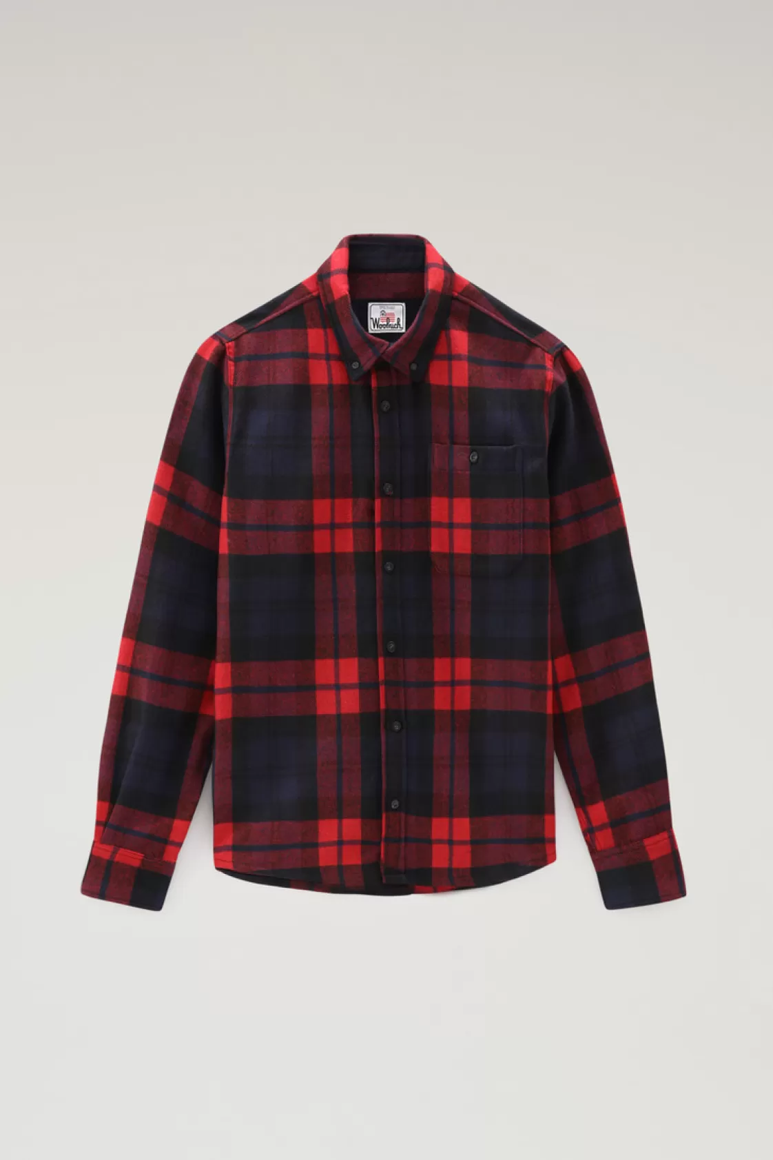 Flannels & Shirts>woolrich Wool Blend Trout Run Plaid Flannel Shirt Red Blue Check