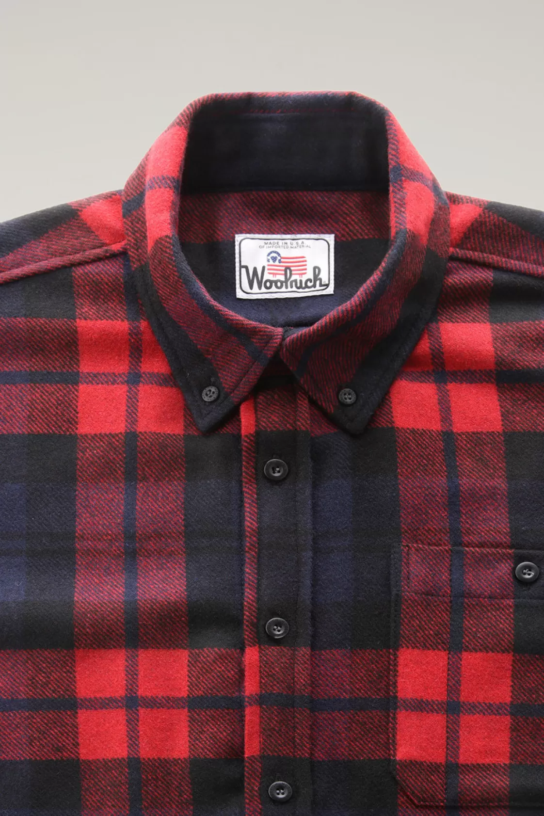 Flannels & Shirts>woolrich Wool Blend Trout Run Plaid Flannel Shirt Red Blue Check