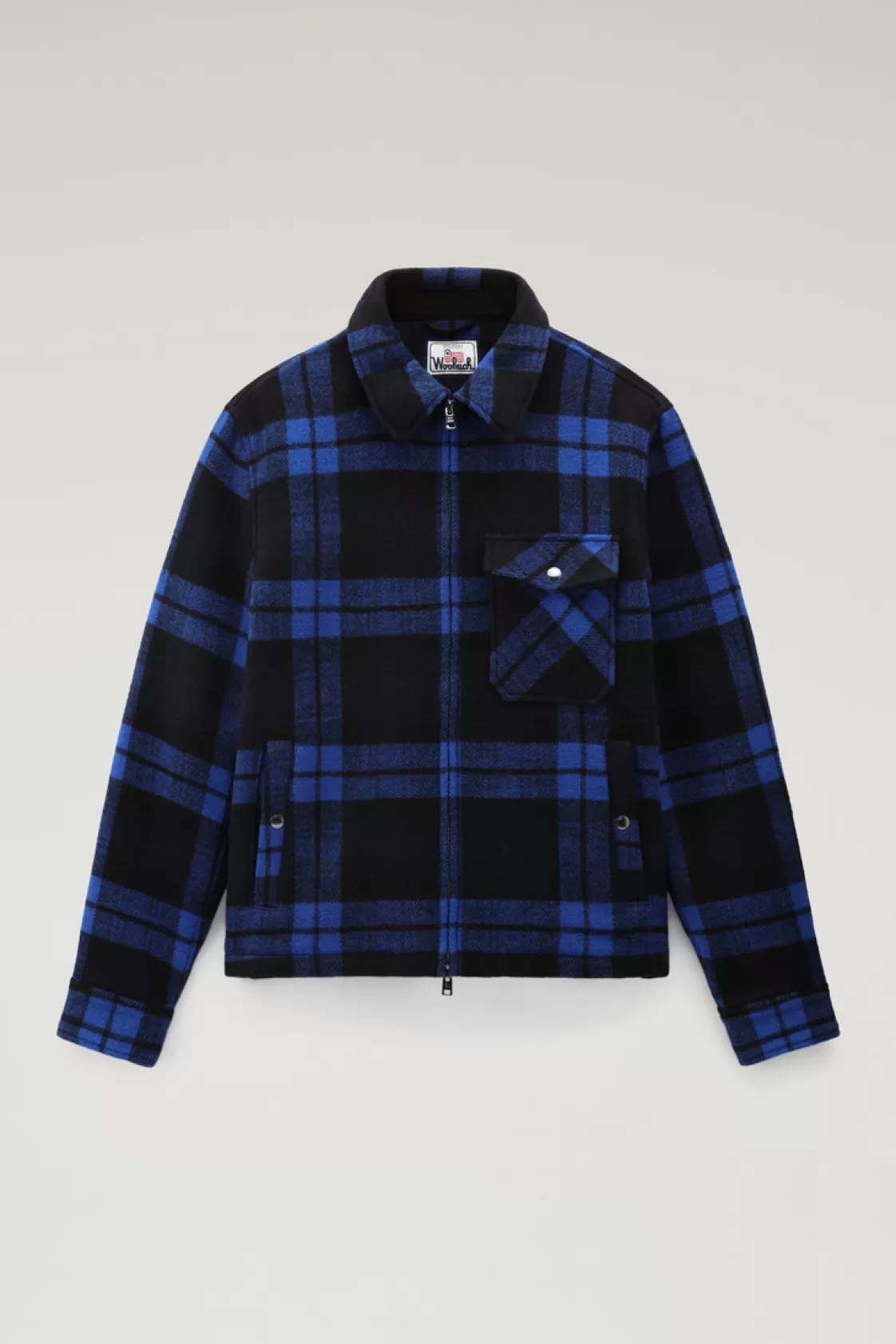 Overshirts & Shirt Jackets>woolrich Wool Blend Zip-front Timber Plaid Flannel Overshirt Royal Check